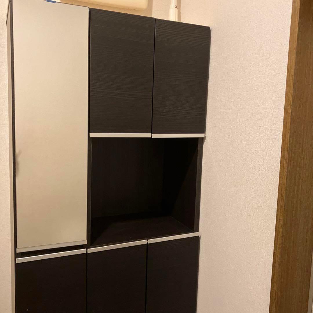 k*マ様 【5月中旬まで出品】ダークブラウン シューズラック ミラー付き
