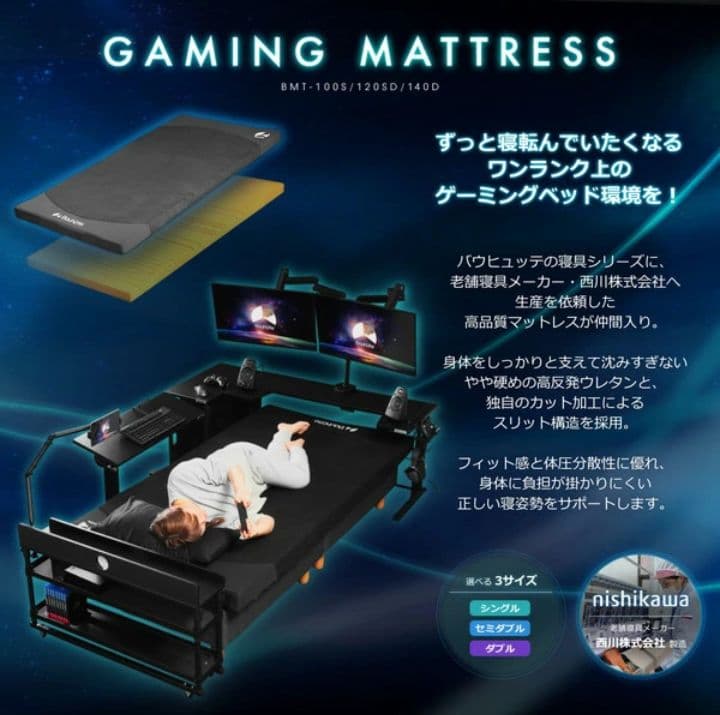 新品Bauhutteバウヒュッテ ゲーミングマットレス BMT-140Dダブル
