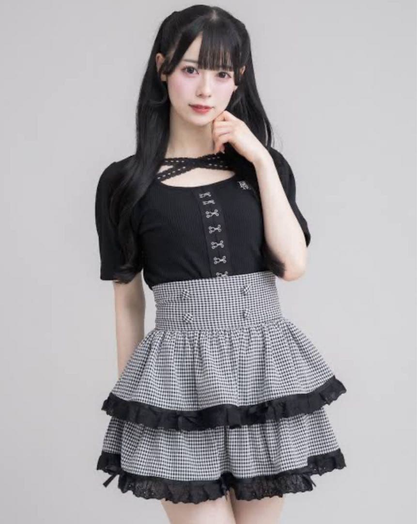 pium コットンフリルリボンティアードミニスカート ミック