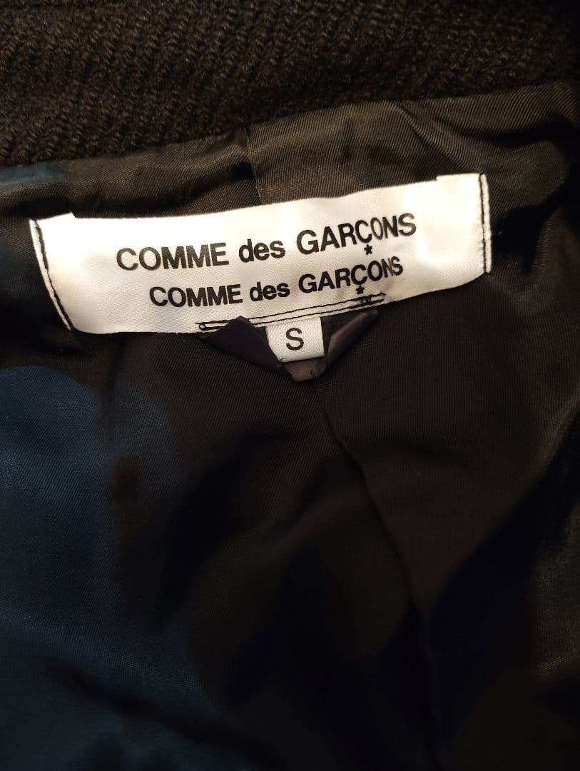 希少定価10万超COMME des GARÇONS縮絨ウールコートSギャルソン黒