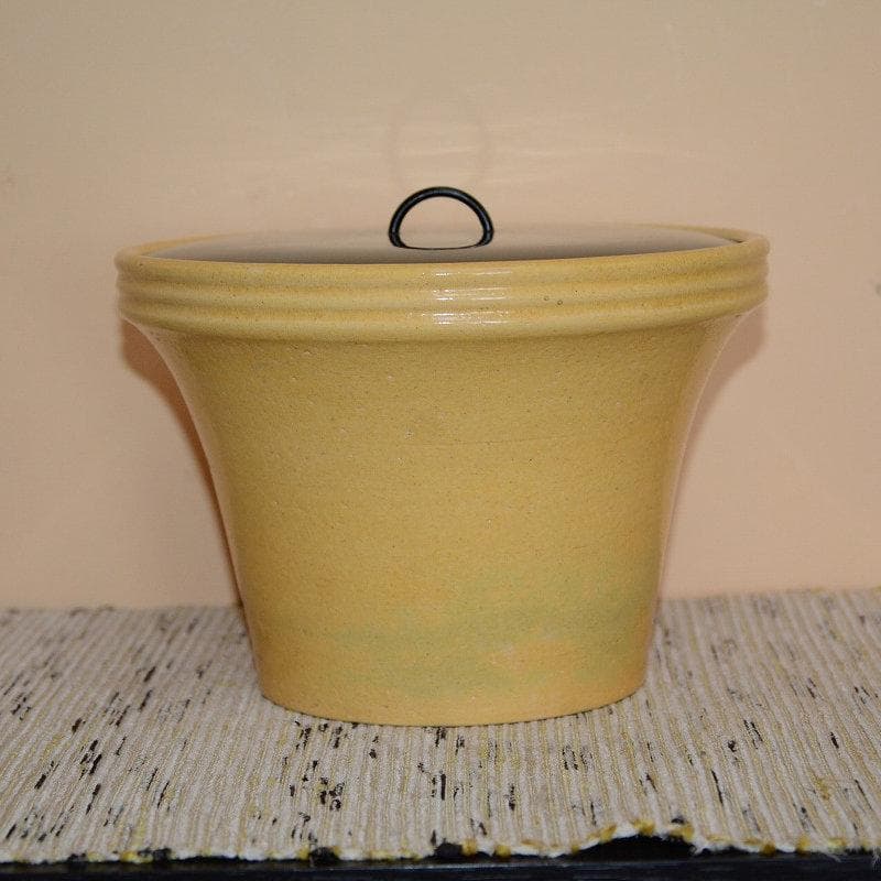 茶道具　民平焼　不己　賀集珉平　黄釉末広水指　古物　送料込み