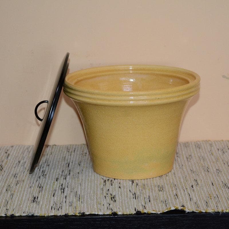 茶道具　民平焼　不己　賀集珉平　黄釉末広水指　古物　送料込み