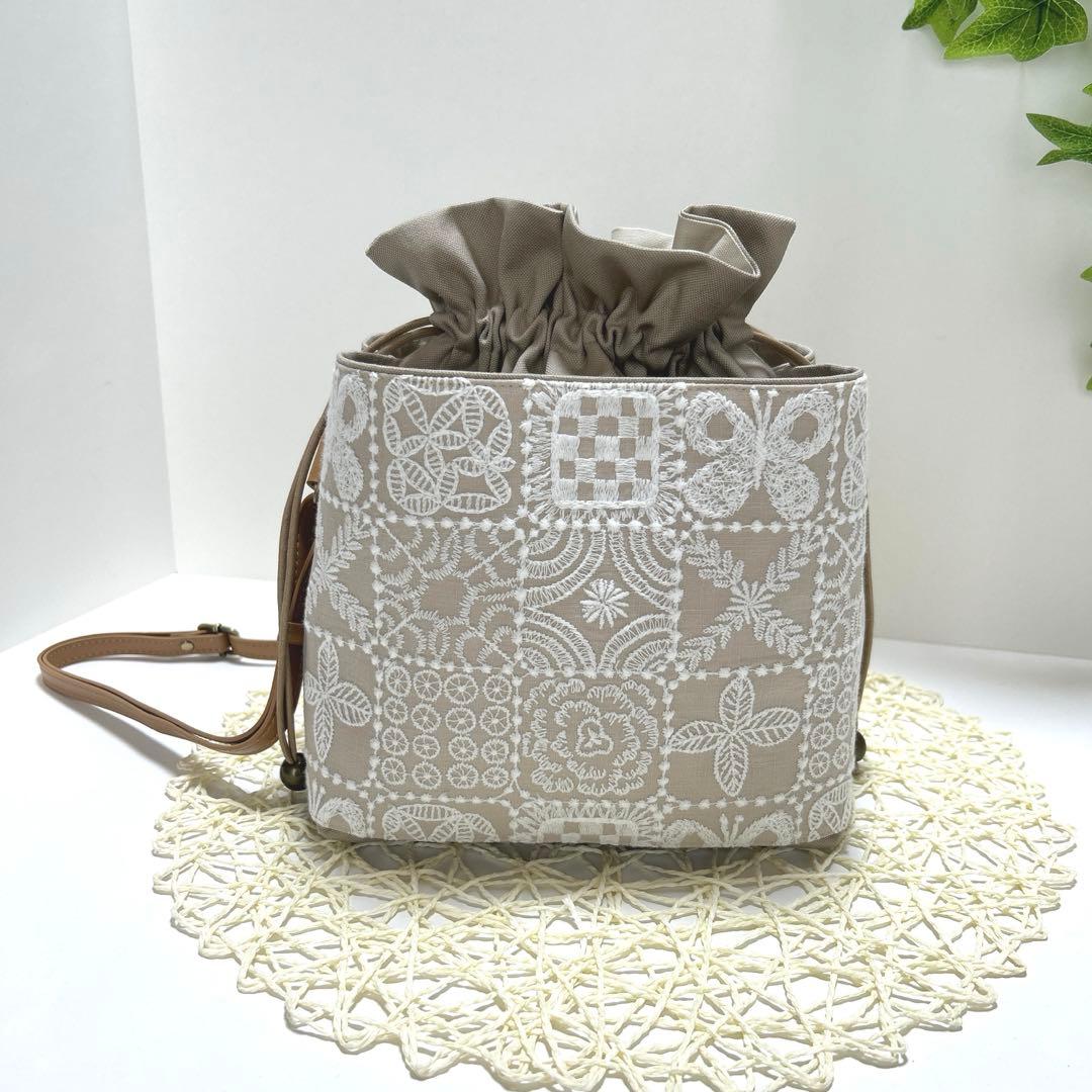 「専用」ミナペルホネンキューブ巾着バッグ　ハンドメイド