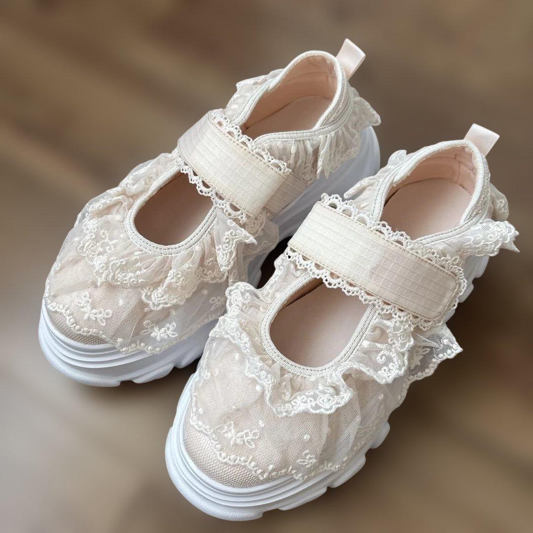merry jenny frill strap sneakers ピンク