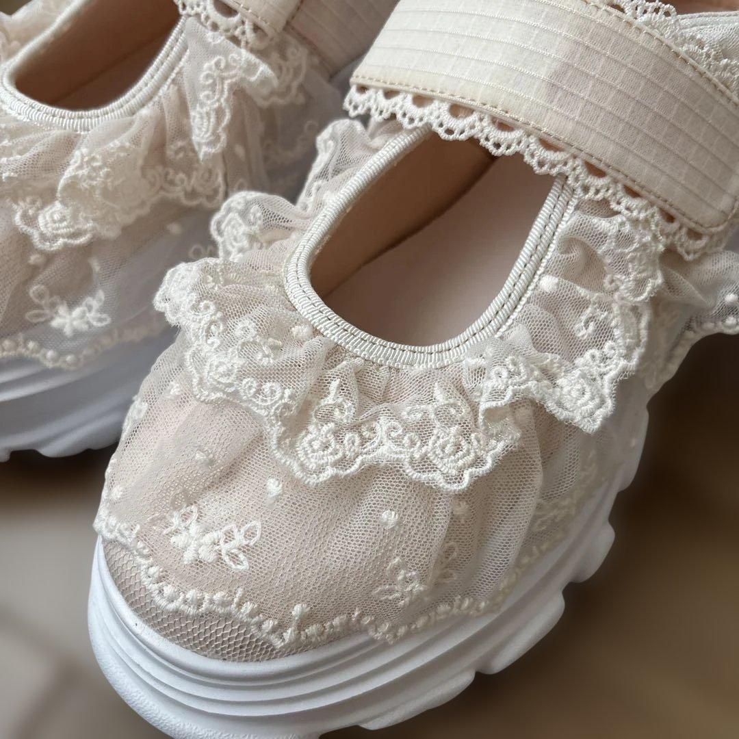 merry jenny frill strap sneakers ピンク