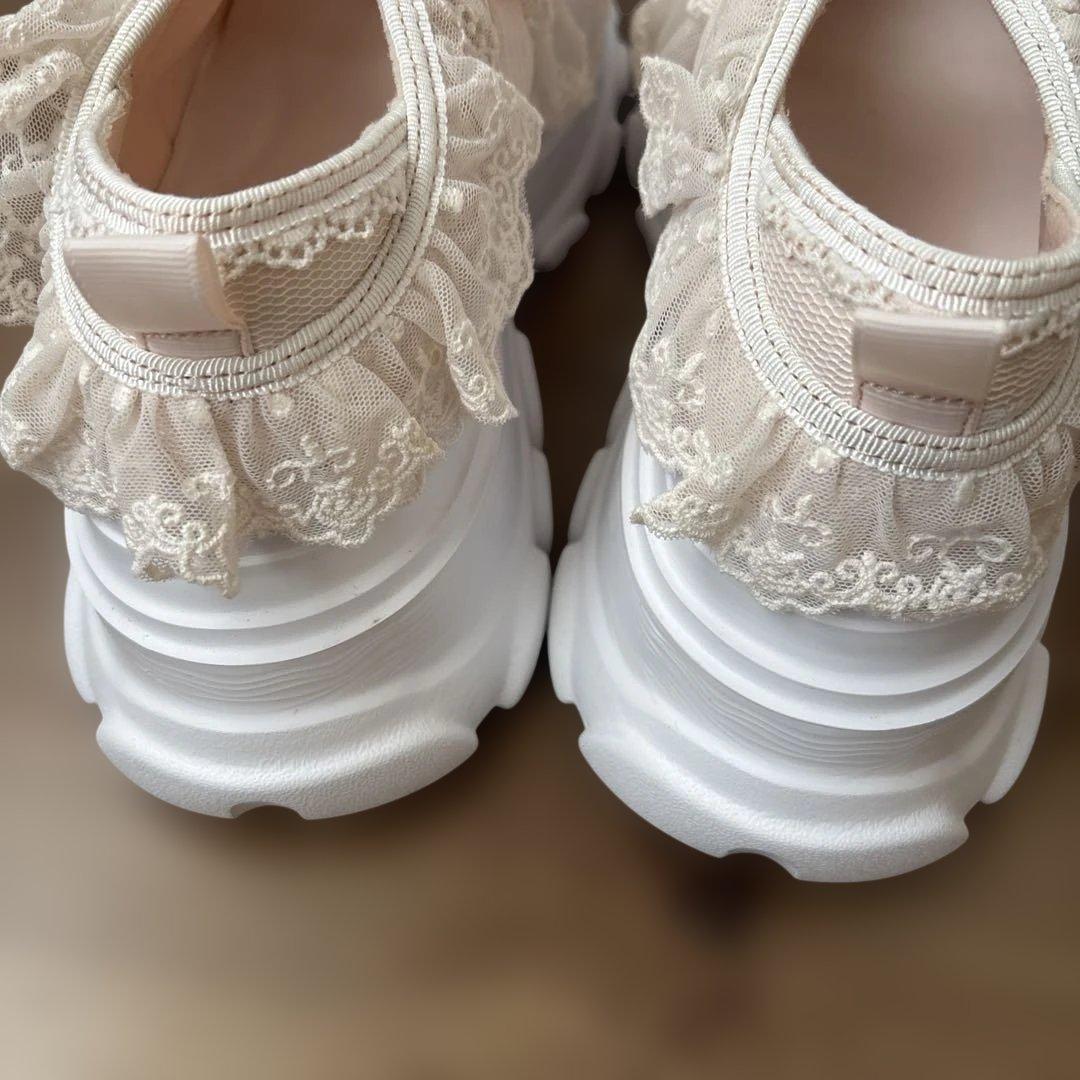 merry jenny frill strap sneakers ピンク