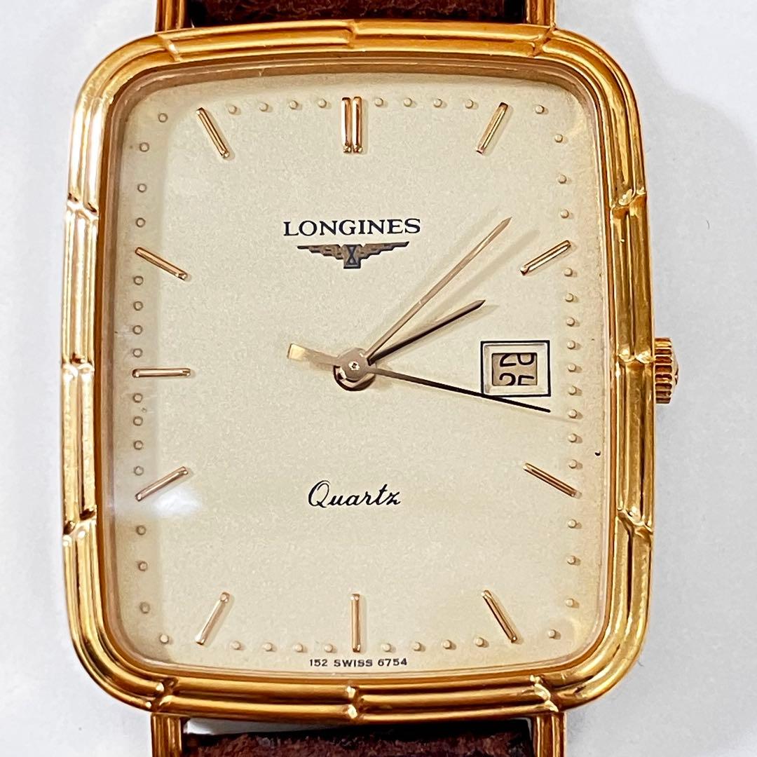 LONGINES ロンジン スクエア クォーツ 腕時計 ゴールドカラー 不動