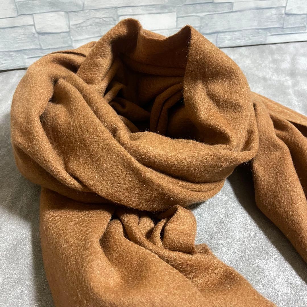 美品 Chloe クロエ カシミヤ マフラー フリンジ ユニセックス ロゴ