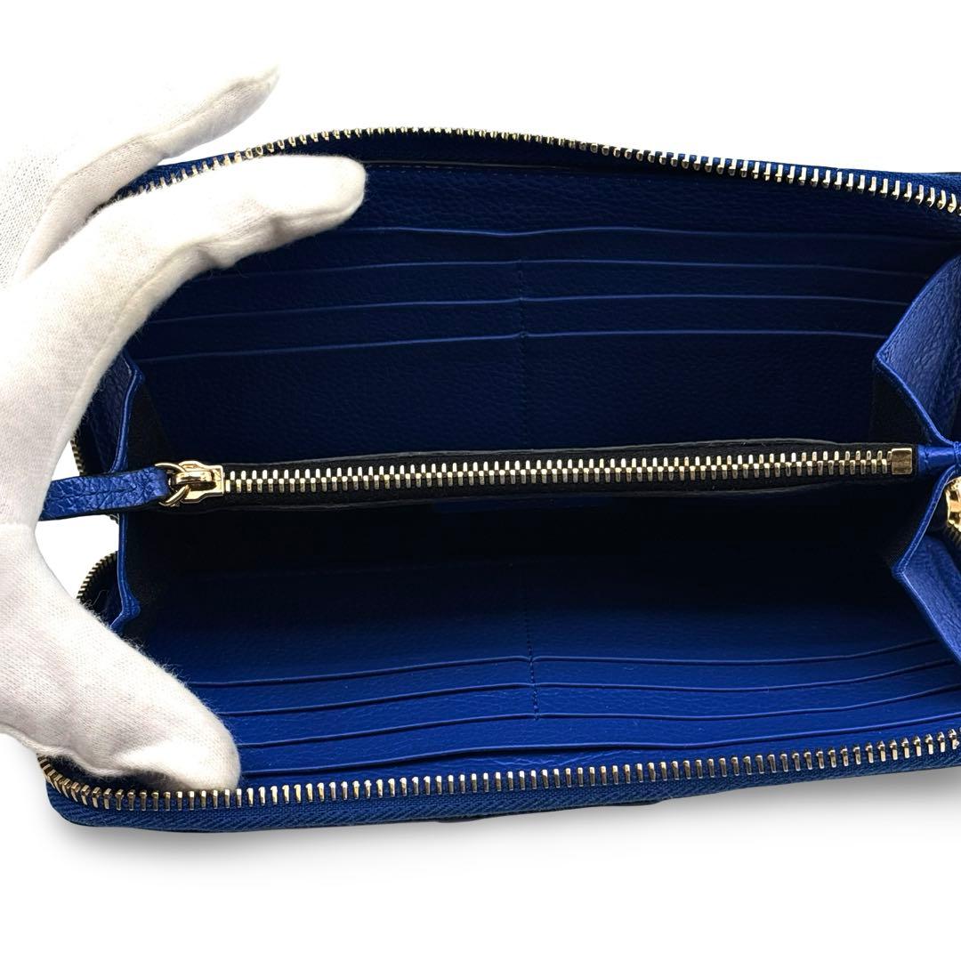 極美品】VERSACE ヴェルサーチ 長財布 ラウンドジップ レザー　革　ロゴ