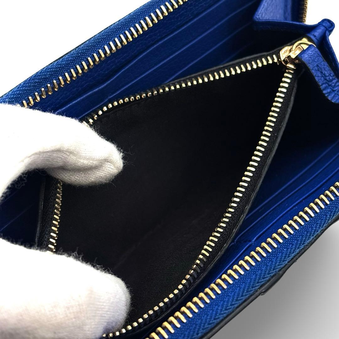 極美品】VERSACE ヴェルサーチ 長財布 ラウンドジップ レザー　革　ロゴ