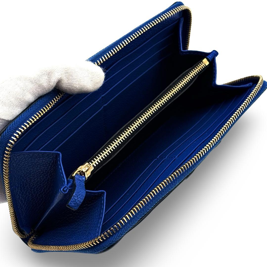 極美品】VERSACE ヴェルサーチ 長財布 ラウンドジップ レザー　革　ロゴ