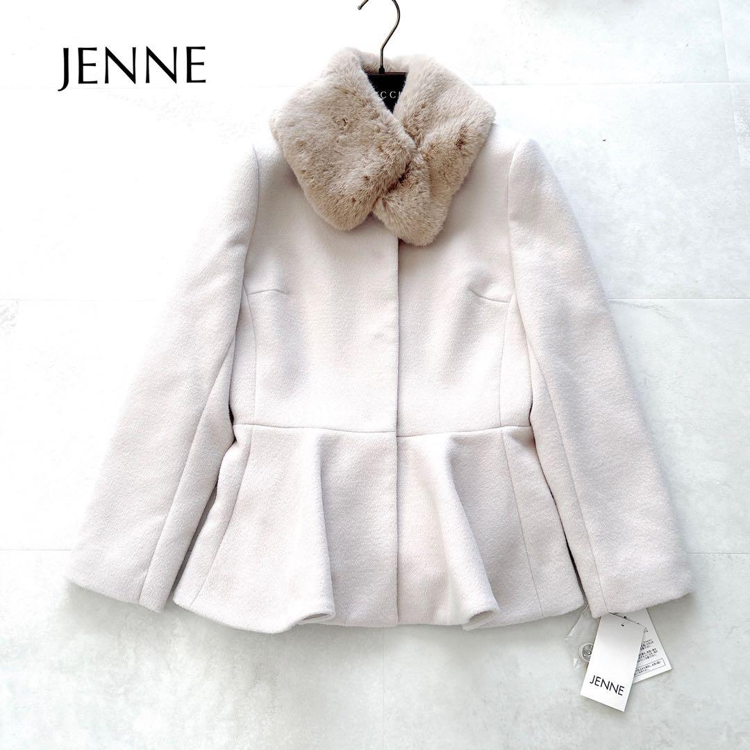 新品タグ付✨完売JENNE ジェンヌ　エコファー襟付きペプラムショートコート近年
