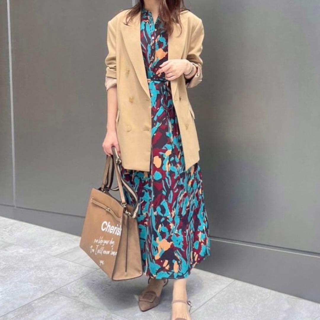 極美品 LOUNIE ダブルテーラードジャケット 金ボタン ベージュ Lサイズ