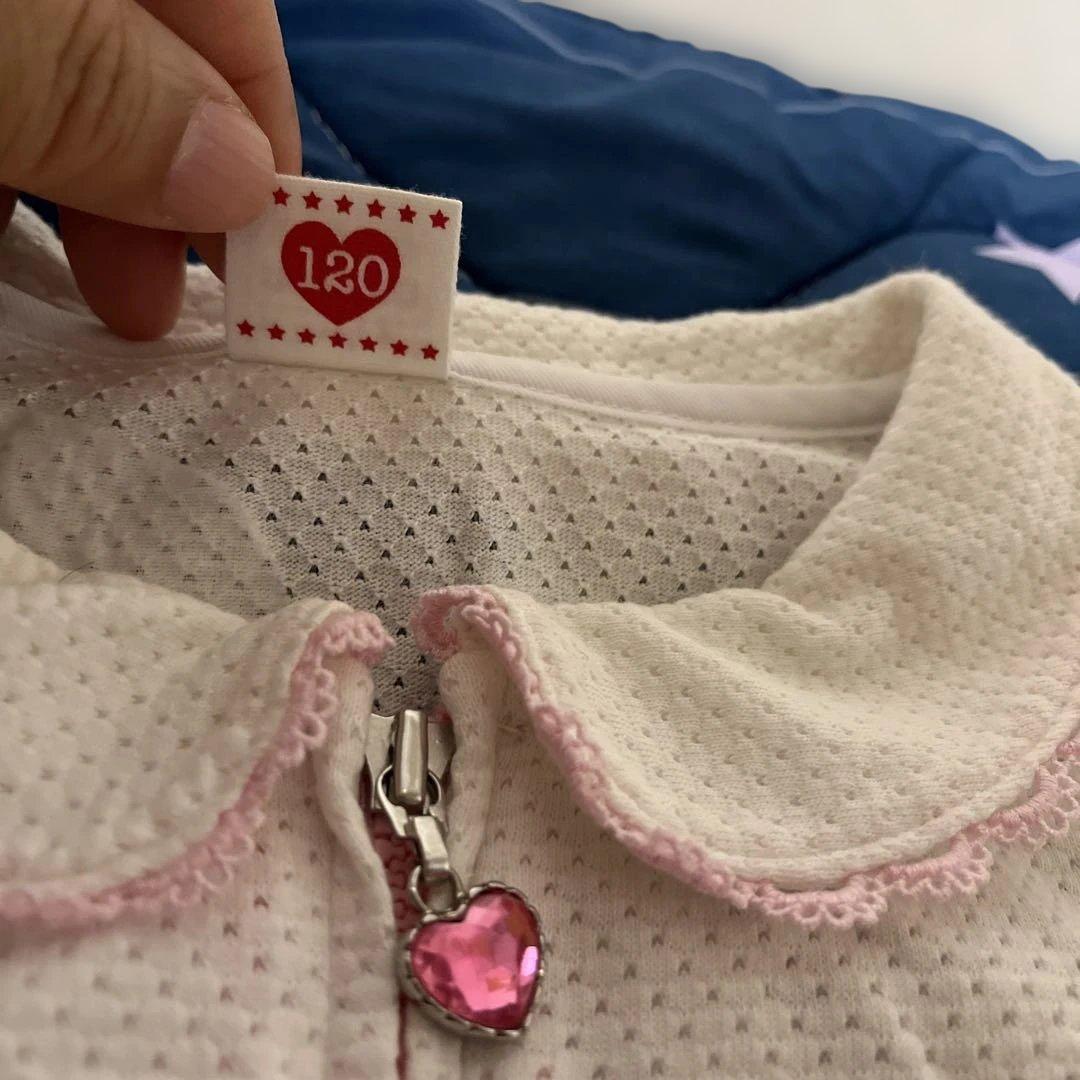 レトロメゾピアノ 120 刺繍ハート ミミポポジップアップ