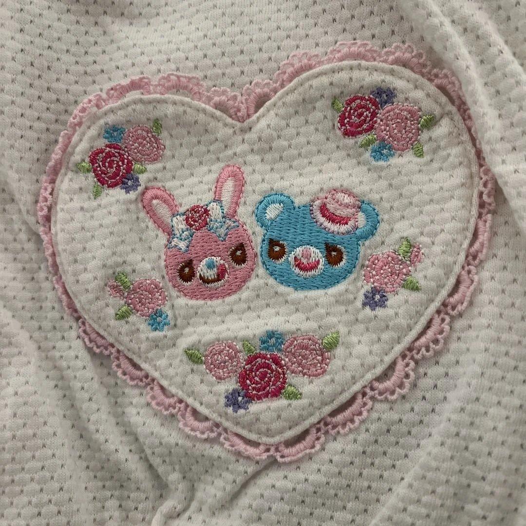 レトロメゾピアノ 120 刺繍ハート ミミポポジップアップ