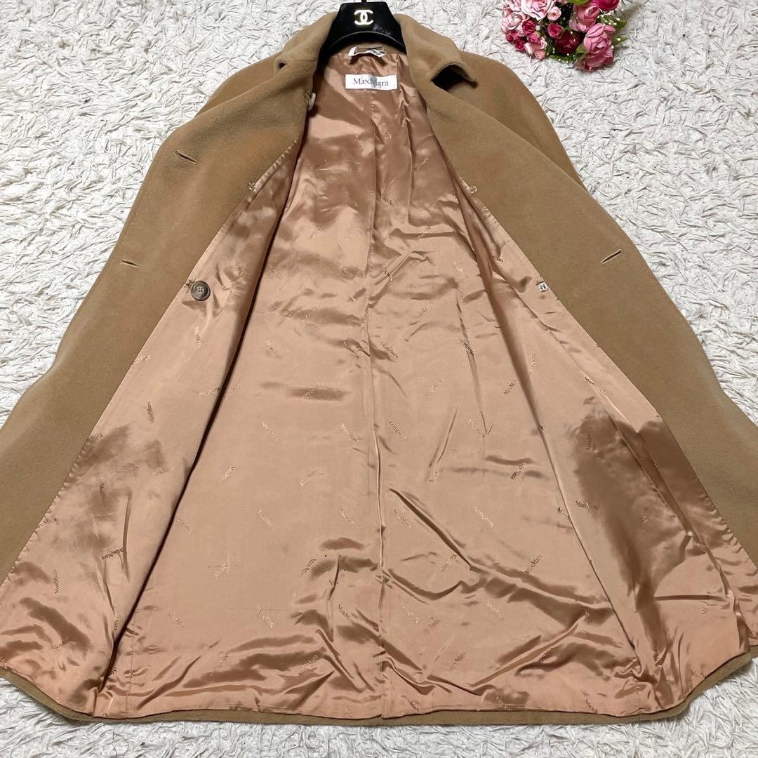 美品● マックスマーラ ロングコート 白タグ カシミヤ ウール ベージュ 40