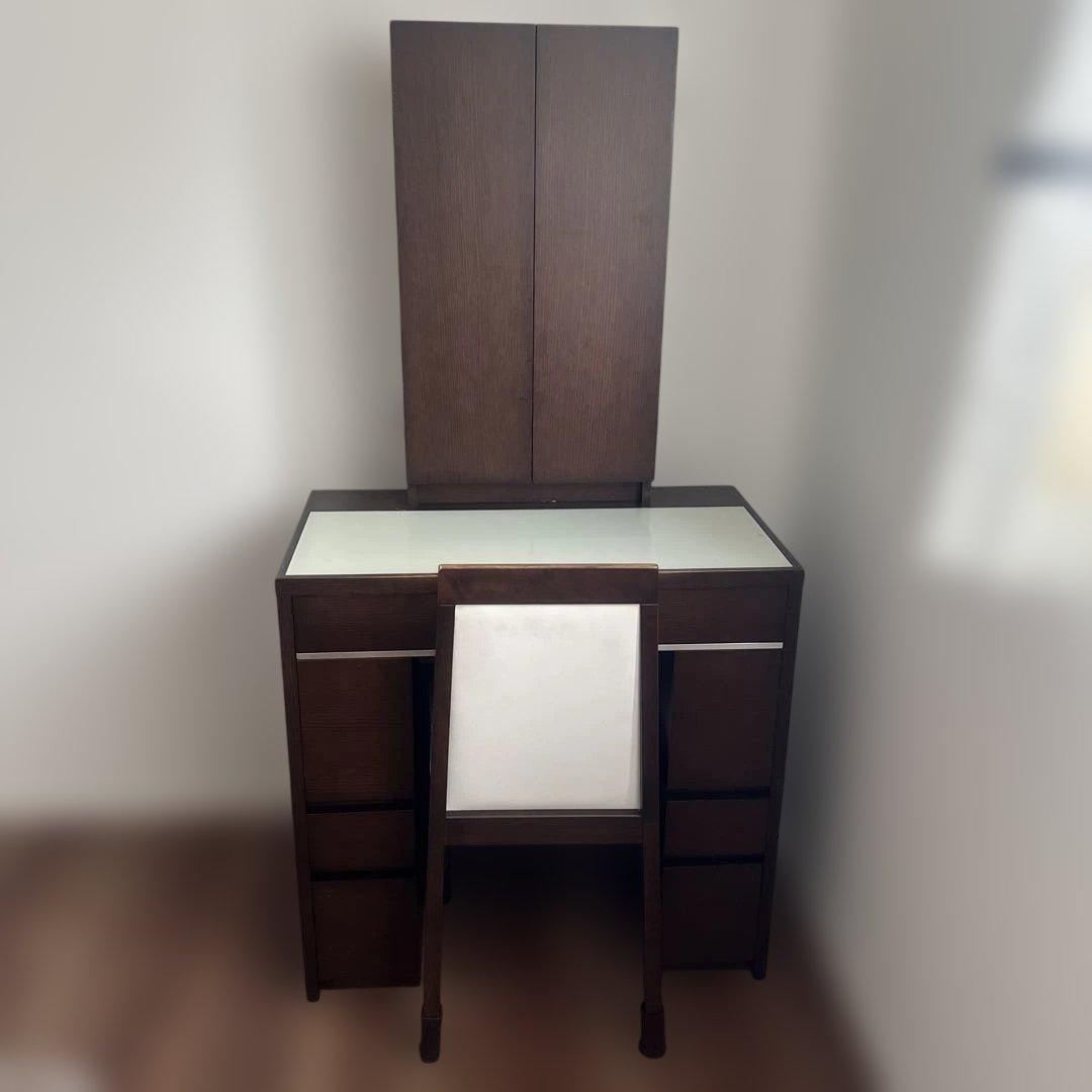 ダークブラウン三面鏡ドレッサー　※椅子別売り