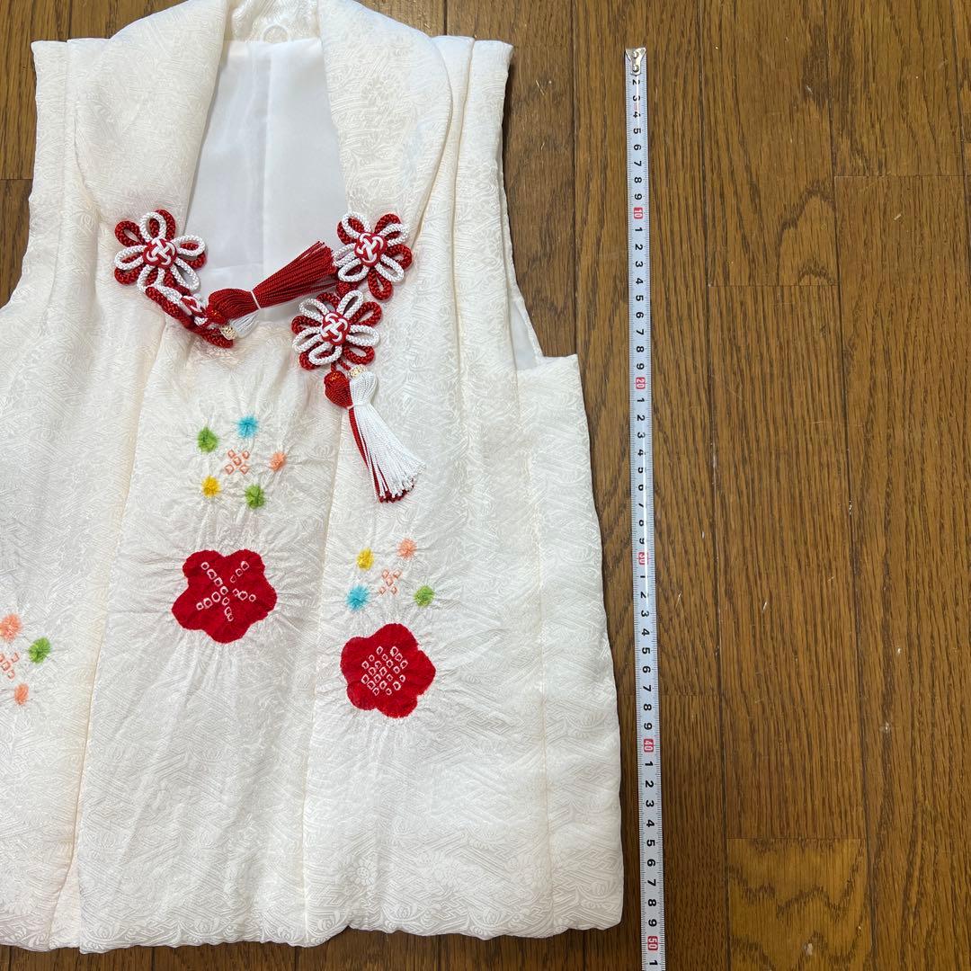 七五三用 白いベスト 赤い花　絞り（49センチ）