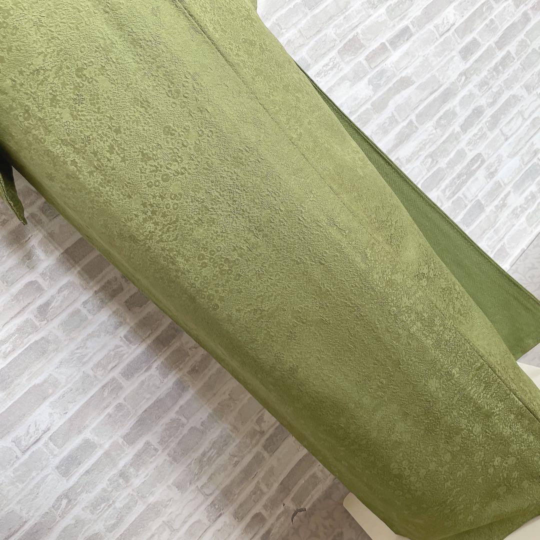 色無地　フルセット　グリーン　躾糸付き　地紋　入学式　シンプル　礼装　I10