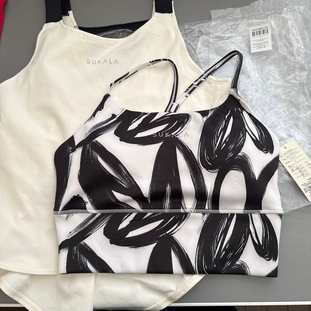 スカーラ　ハートプリントセパレートタンクトップ　オフホワイト　L