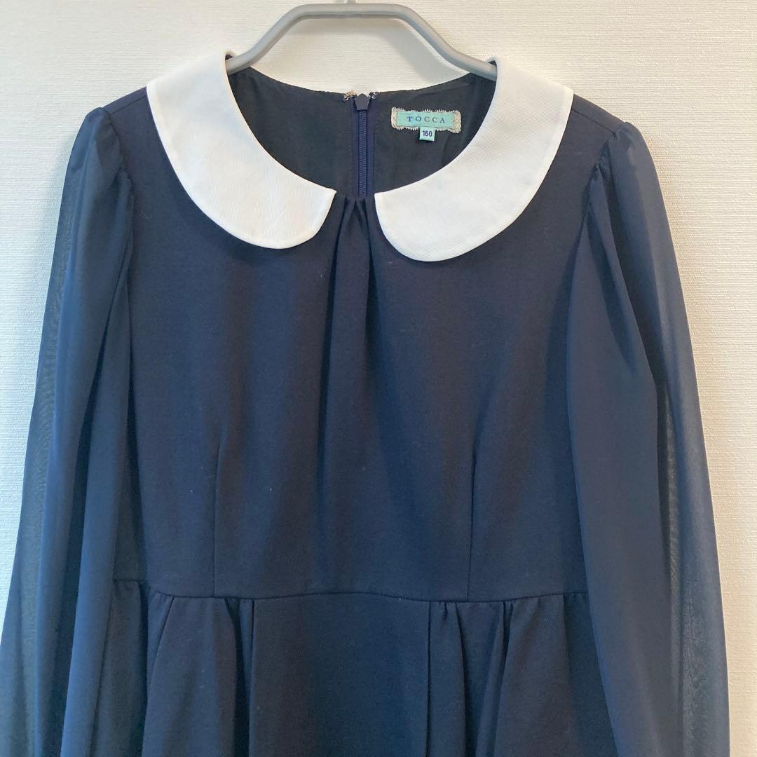 【美品】TOCCA　ネイビー リボンフォーマルワンピース 160