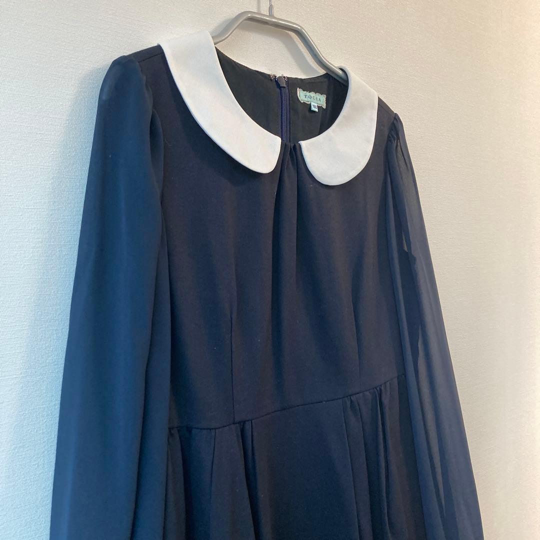 【美品】TOCCA　ネイビー リボンフォーマルワンピース 160