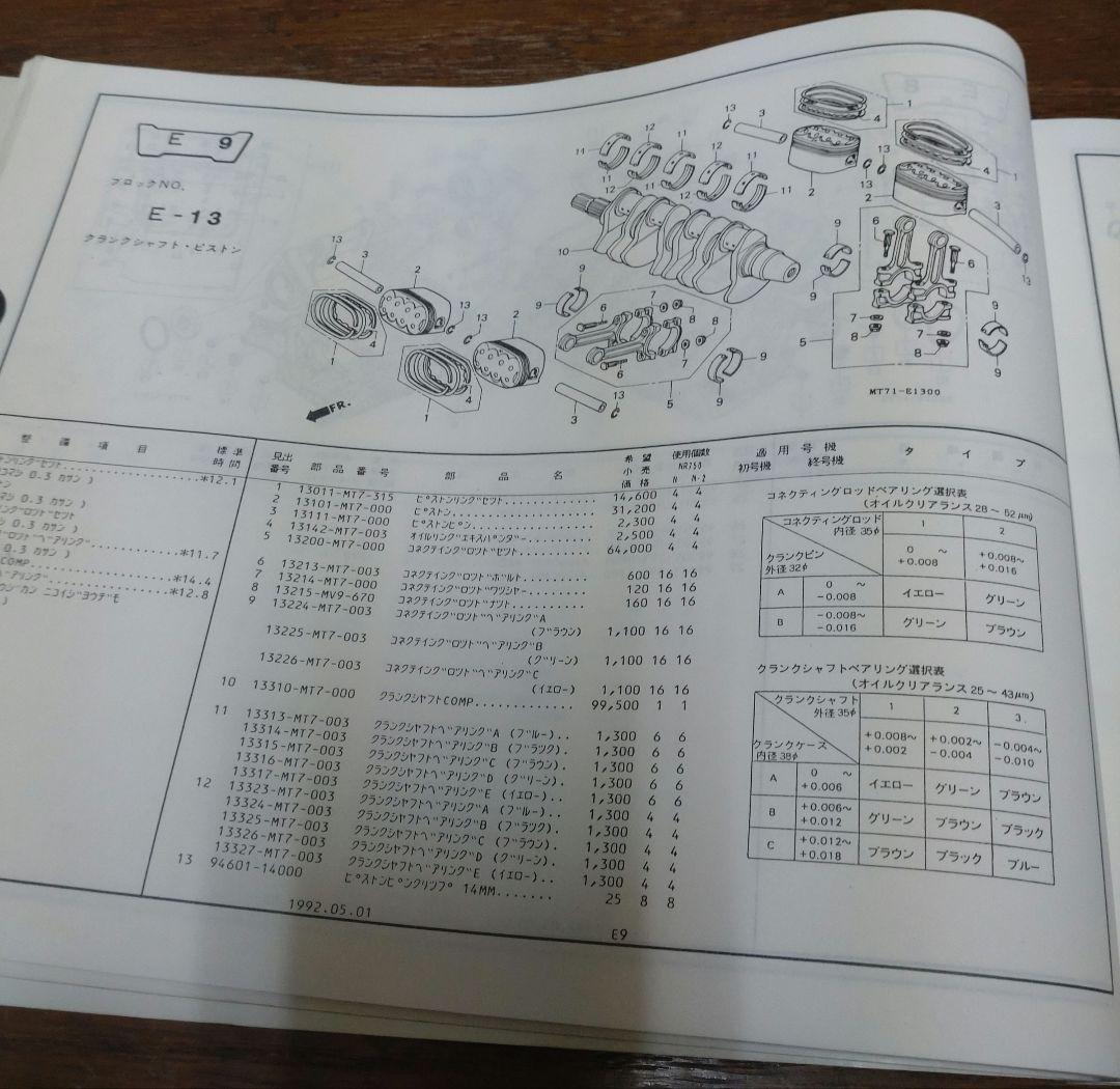 ホンダ　NR　NR750 サービスマニュアル