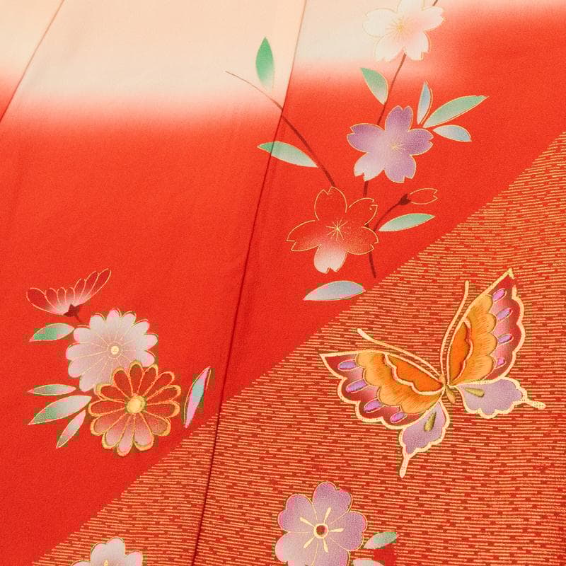 bunda新品お宮参り 産着 祝着　花紋入り京友禅染　豪華刺繍入り花鳥文