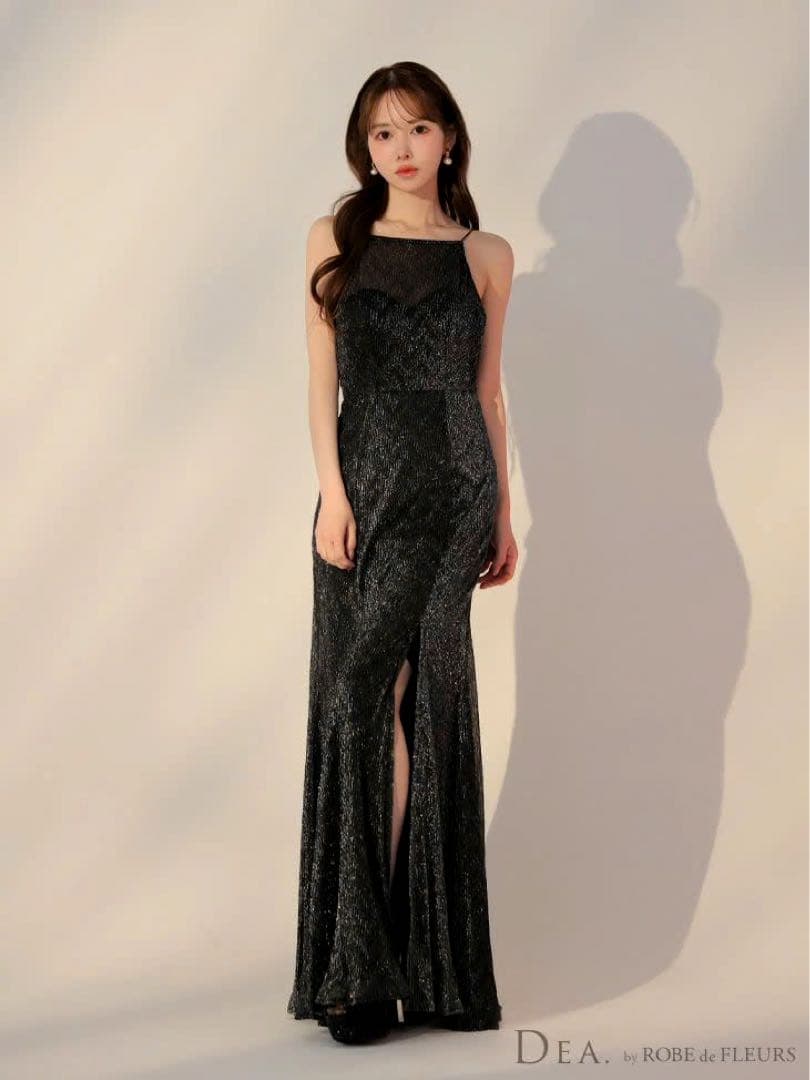 DEA.by ROBE de FLEURS バックオープンラメニットロングドレス