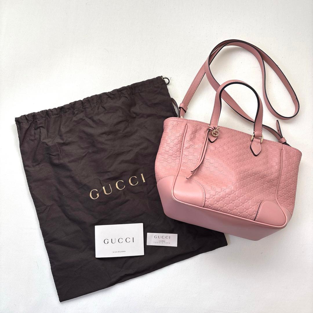 GUCCI ピンク レザー ショルダーバッグ