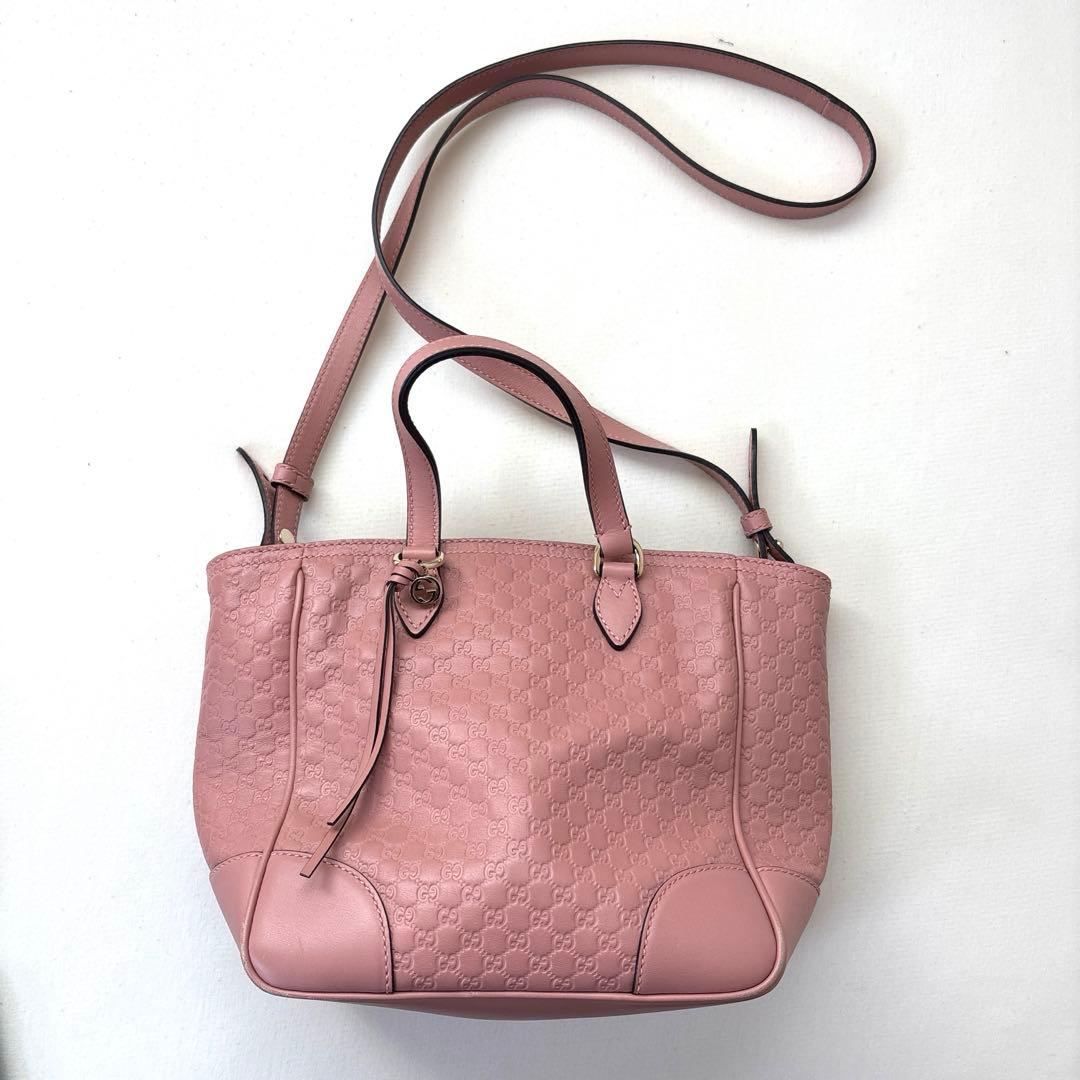 GUCCI ピンク レザー ショルダーバッグ