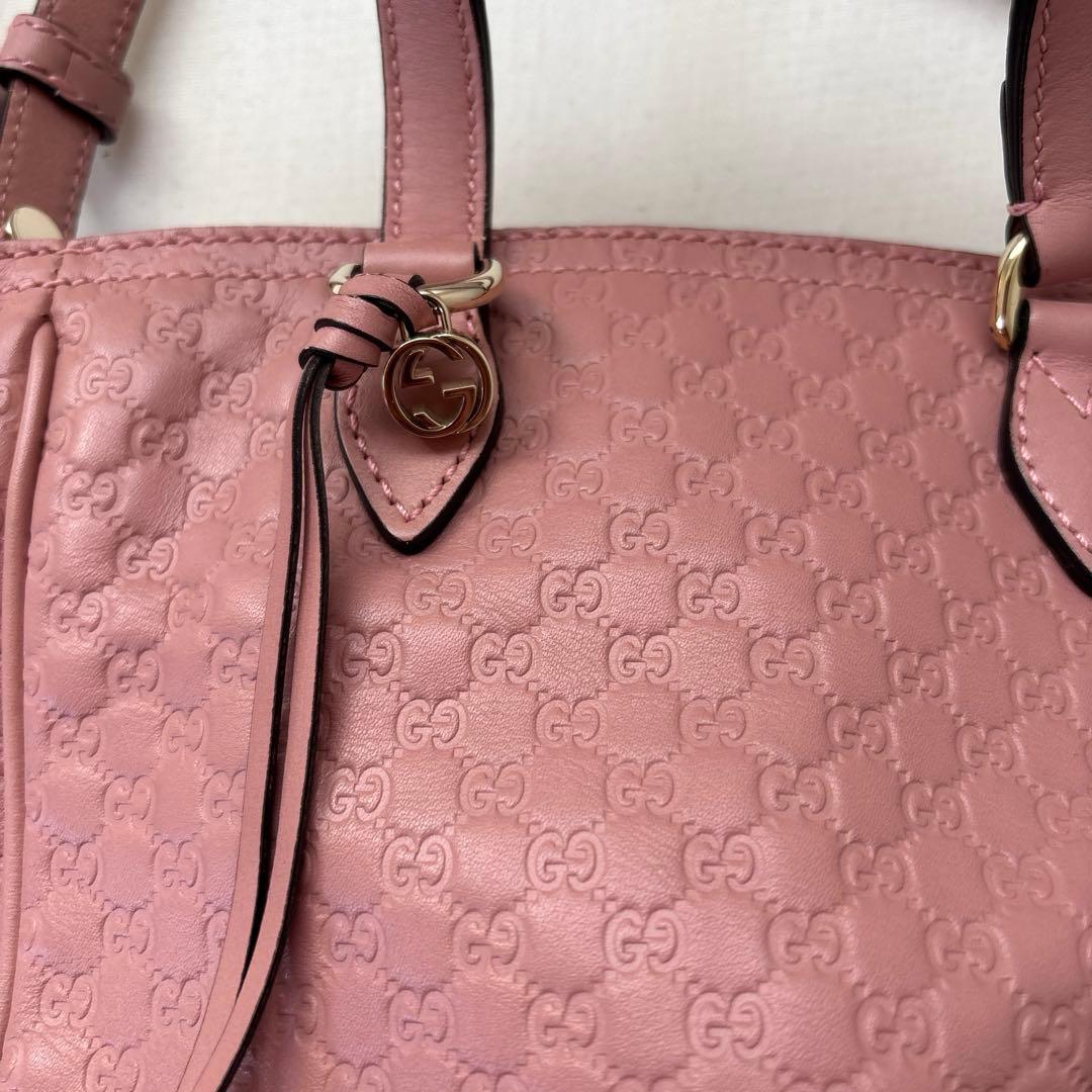 GUCCI ピンク レザー ショルダーバッグ