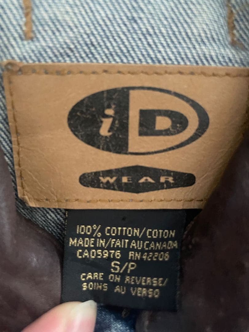 ***様 良品✨カナダ製ID WEAR デニムジャケット　襟レザー　バックプリン