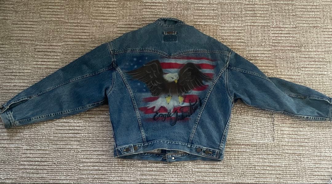 ***様 良品✨カナダ製ID WEAR デニムジャケット　襟レザー　バックプリン