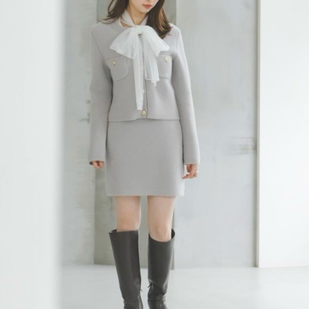 新品タグ付 スナイデル 今季 フォックスニットジャケット グレー 金ボタン