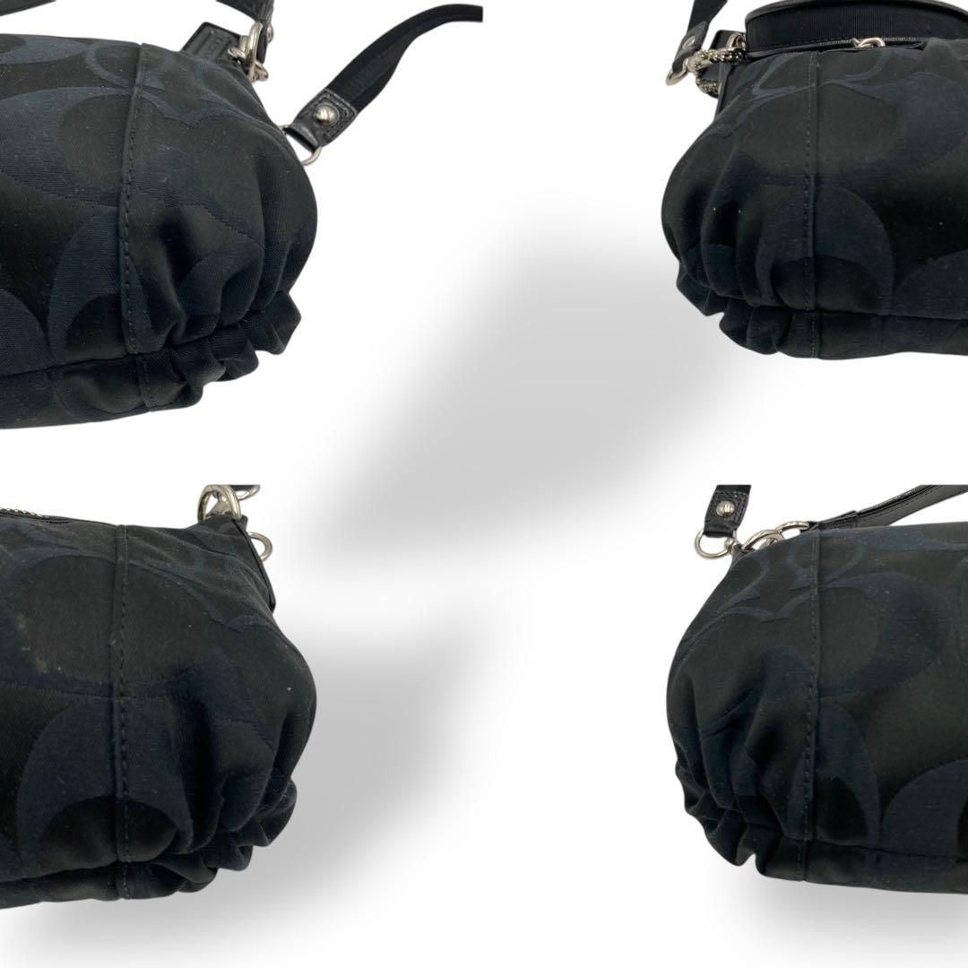 美品 コーチ ショルダーバッグ 2way ポピー キャンバス シグネチャー　黒