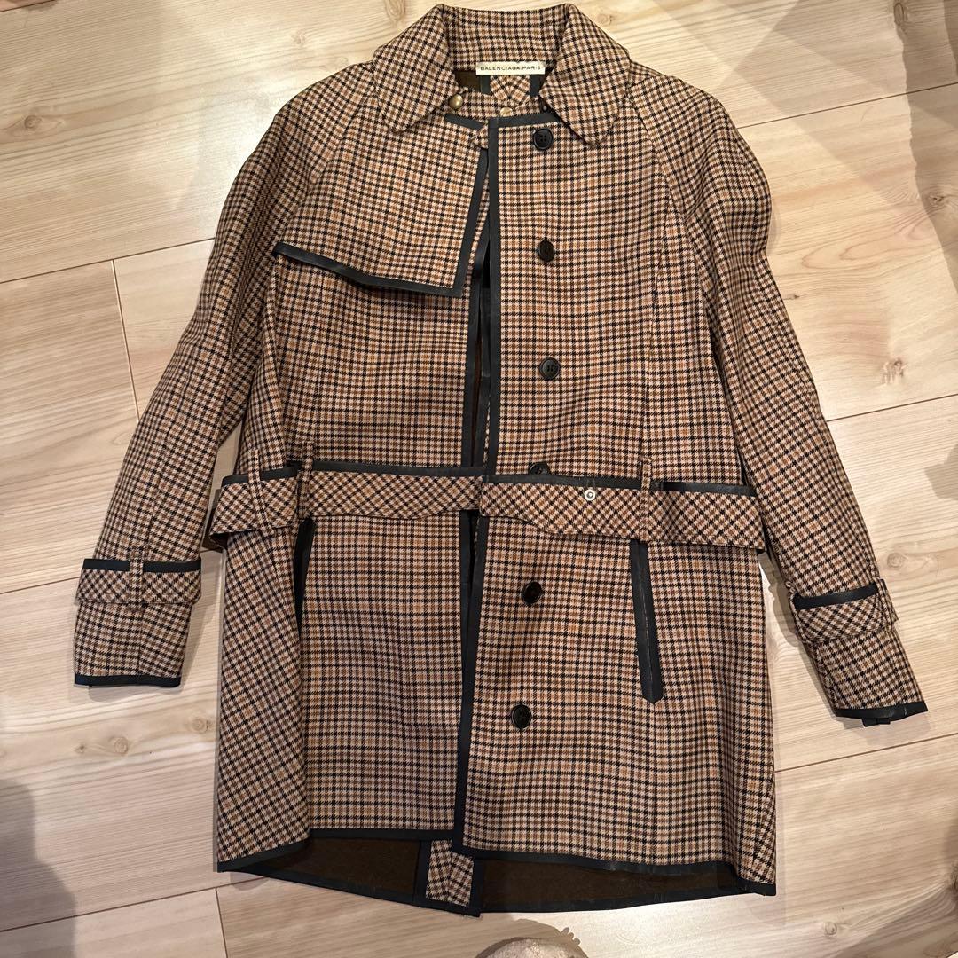 BALENCIAGA チェック柄トレンチコート
