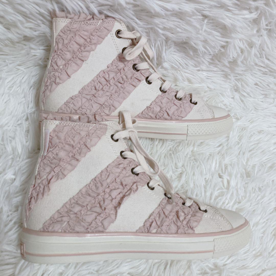 【希少】ピンクハウス フリルハイカットスニーカー ピンク 23.5