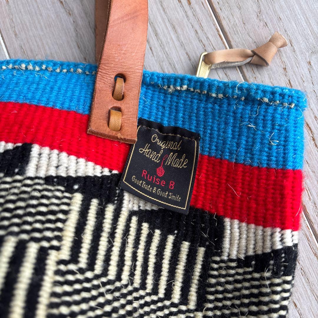 Ruise B ケニア　オリジナルバッグ幾何学模様　チャック付きサイザルバッグ