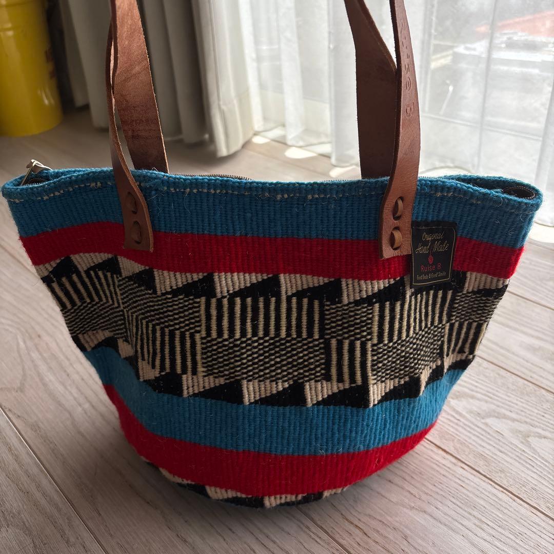 Ruise B ケニア　オリジナルバッグ幾何学模様　チャック付きサイザルバッグ
