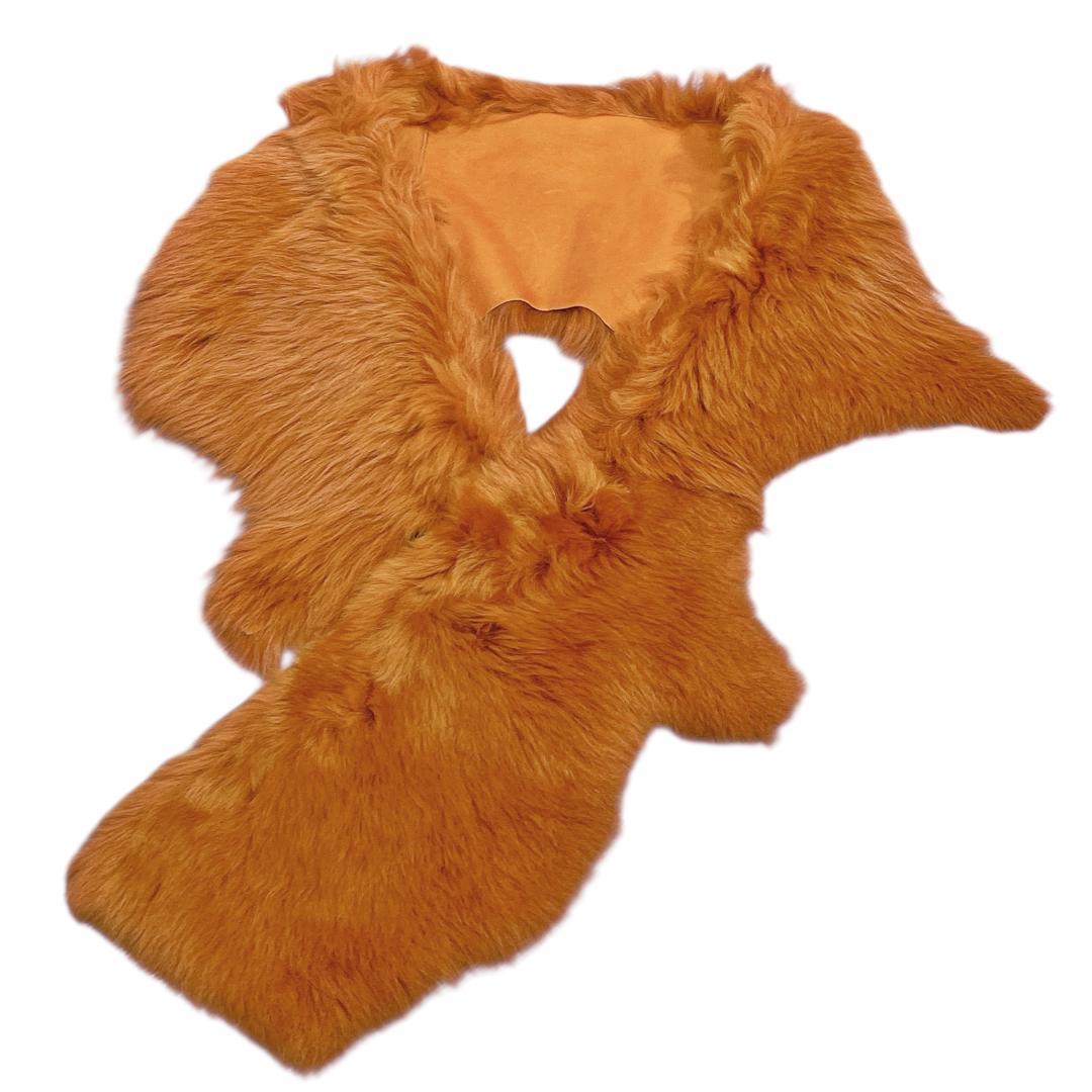 新品 カールドノヒュー ムートンマフラー ストール AMBER オレンジブラウン