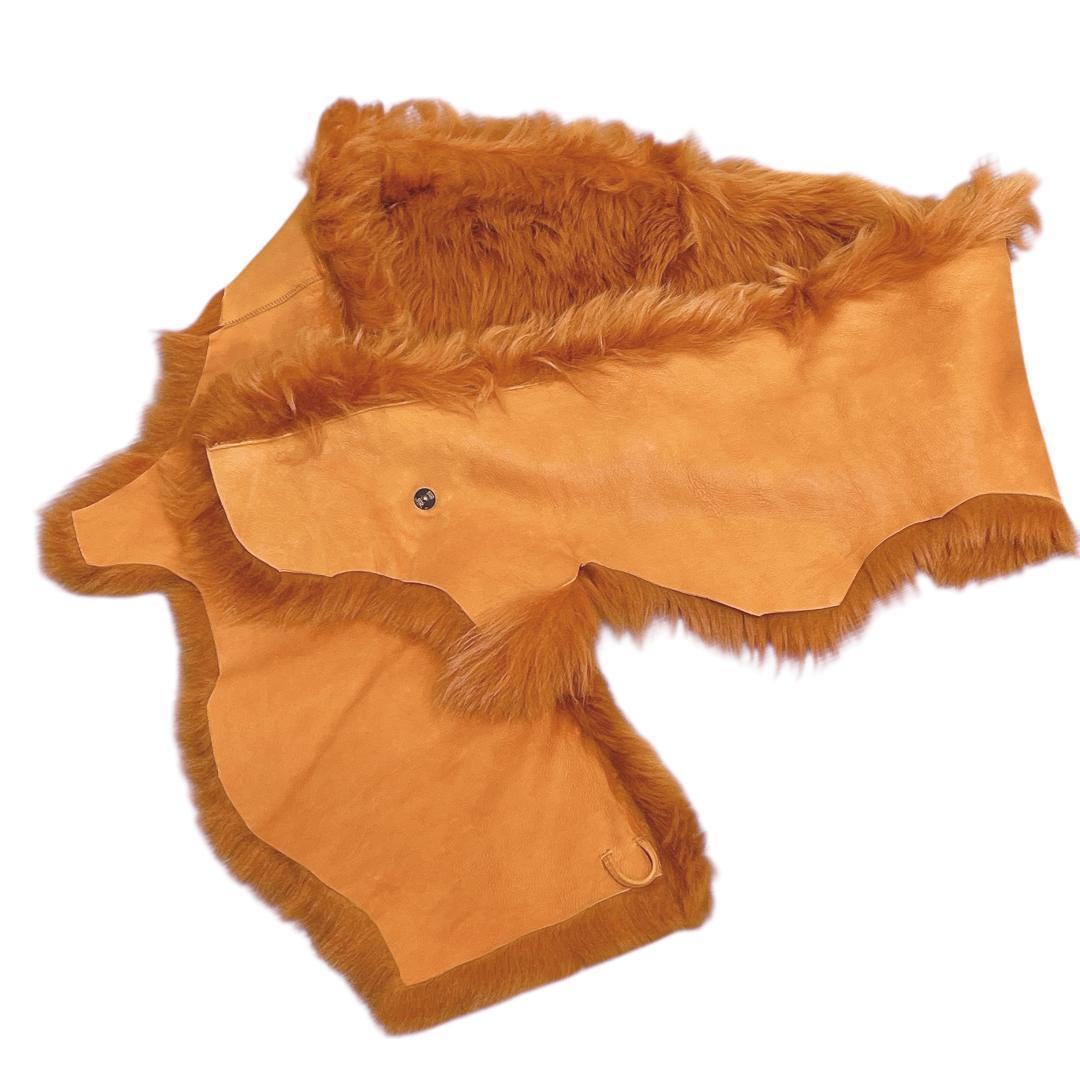 新品 カールドノヒュー ムートンマフラー ストール AMBER オレンジブラウン