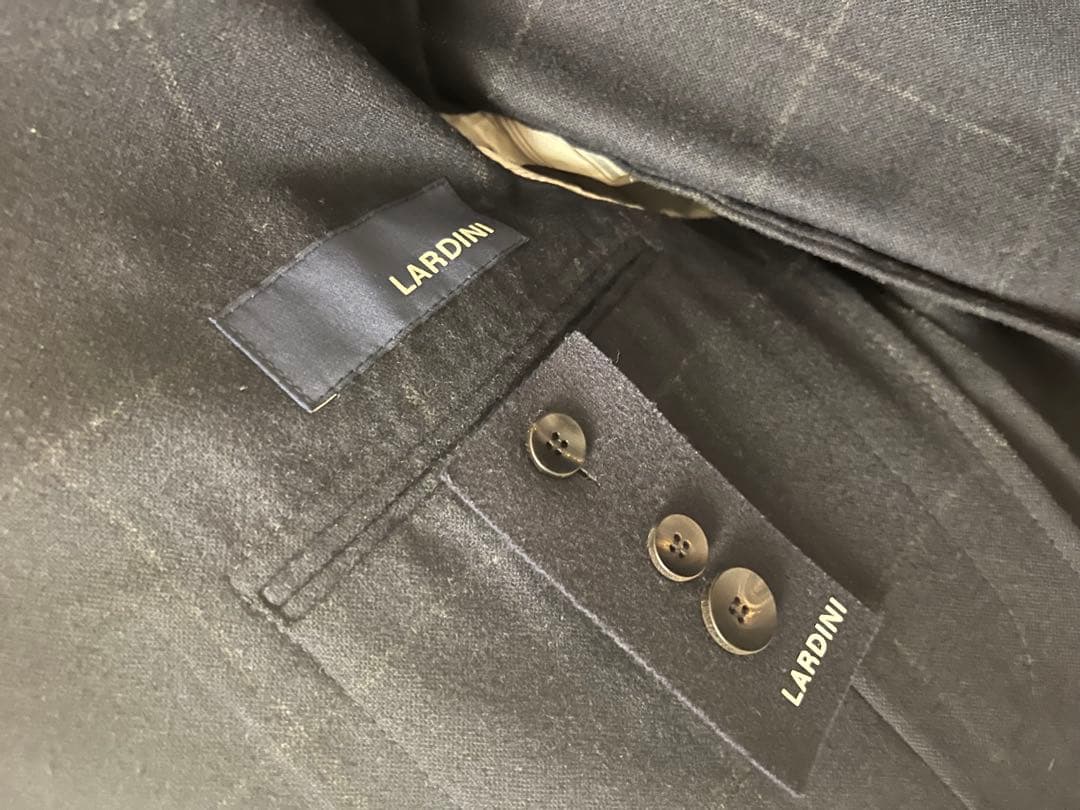 LARDINI ダークブルー　ウィンドーペン柄　テーラードジャケット