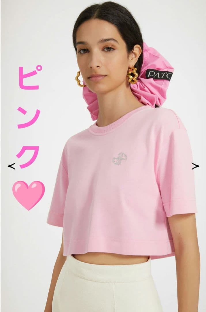 Patou オーガニックコットン クロップドTシャツ ♡ピンク