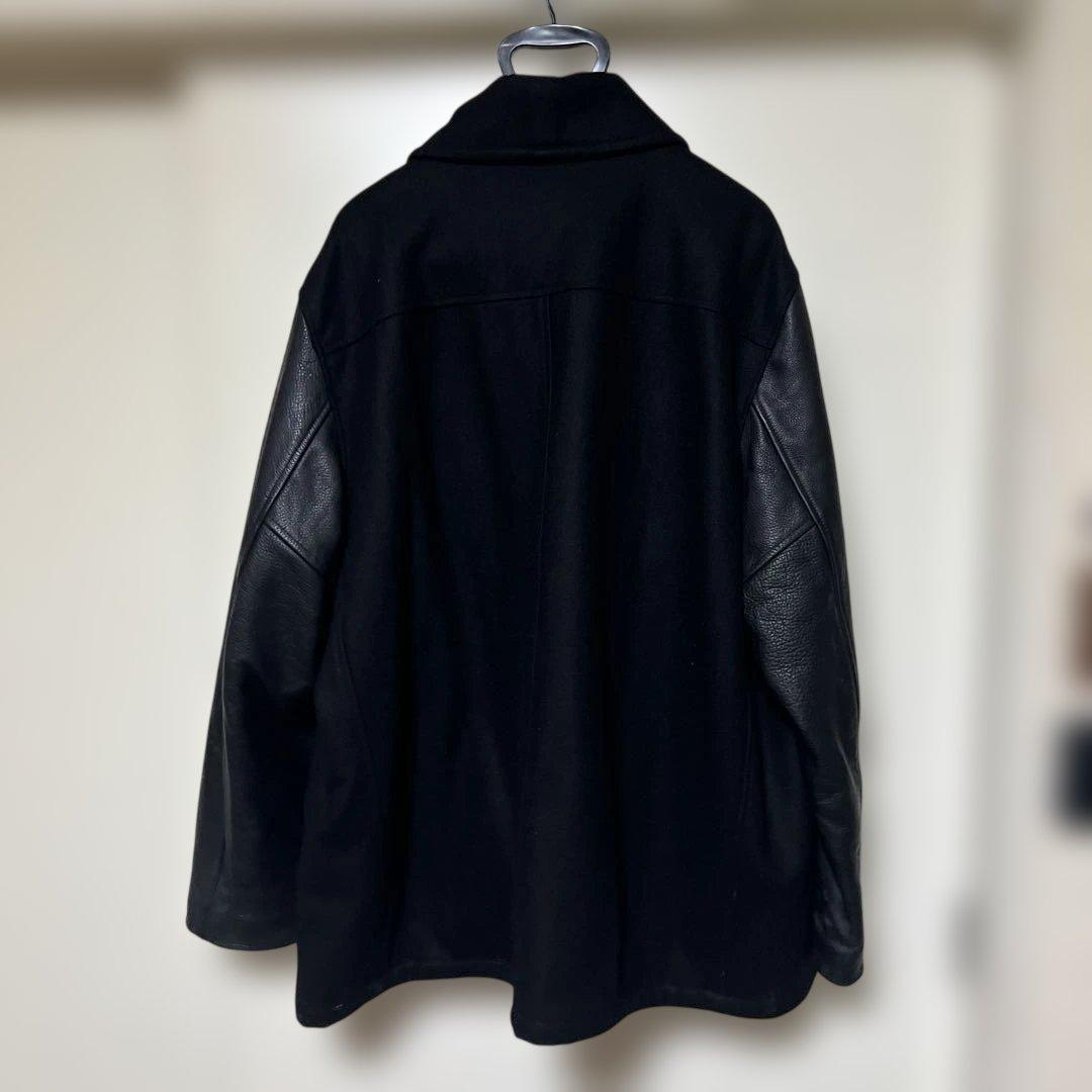 激レア♣︎evoke wool Leather P-COAT 袖レザーピーコート