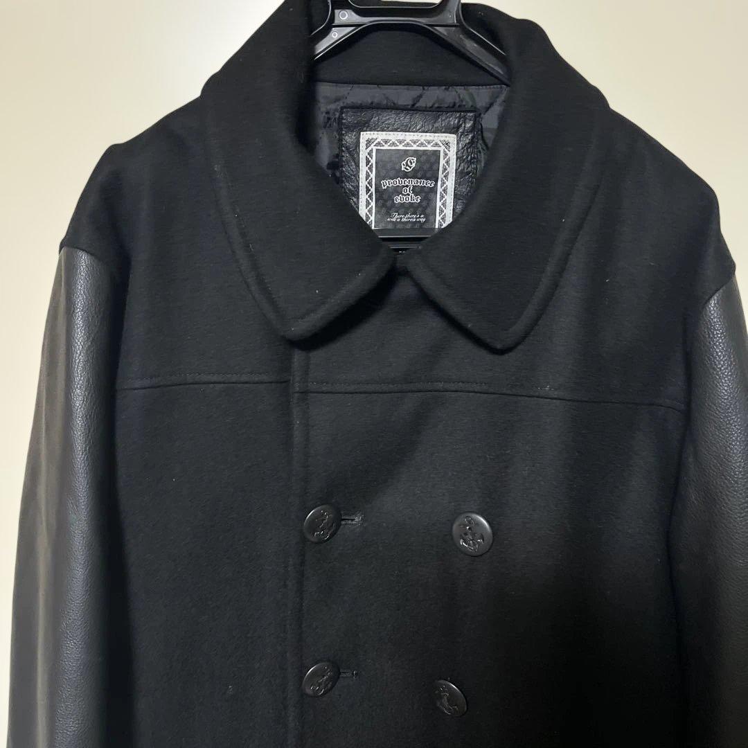 激レア♣︎evoke wool Leather P-COAT 袖レザーピーコート