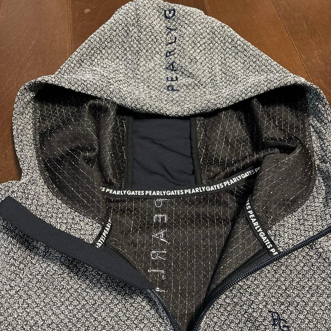 パーリーゲイツダイヤニットジャガードグレー×濃紺色ジャケットサイズ1