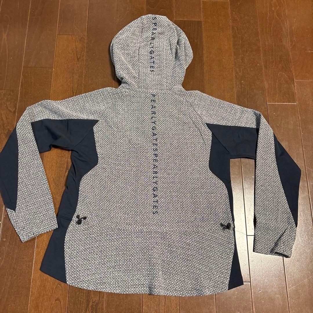 パーリーゲイツダイヤニットジャガードグレー×濃紺色ジャケットサイズ1