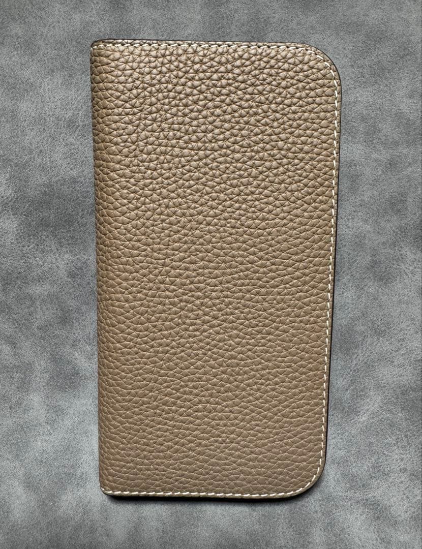 【美品】ボナベンチュラ iPhone16 手帳型ケース エトープ×グレージュ