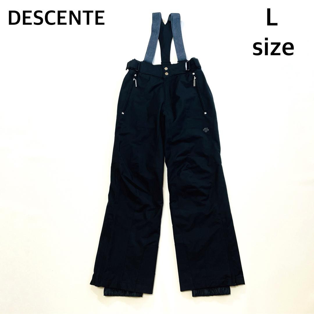 6647【美品】デサント　ビブパンツ　スキーウェア　中綿入り　ヒートナビ　黒